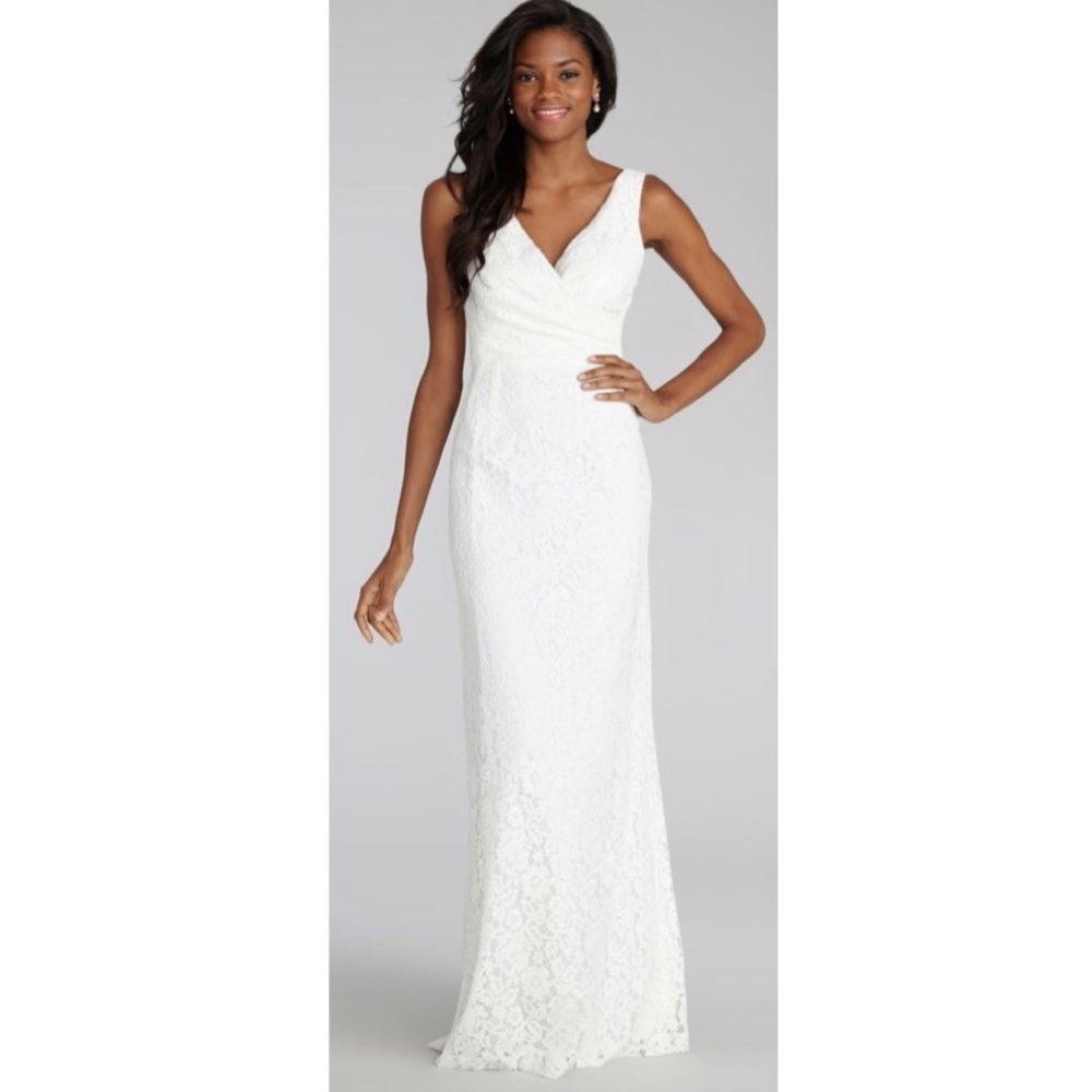 Donna Morgan Lark Ivory Lace Maxi Dress Sleeveless - Picture 1 of 8